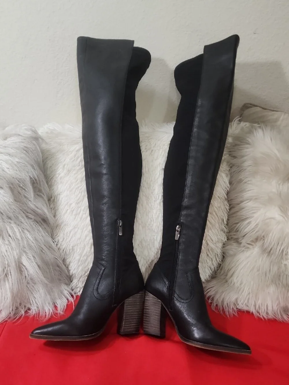 Vince Camuto Cottara Black Over-the-Knee Block Heel Boots